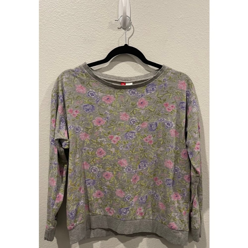 H&M Floral Grey Crewneck Sweatshirt